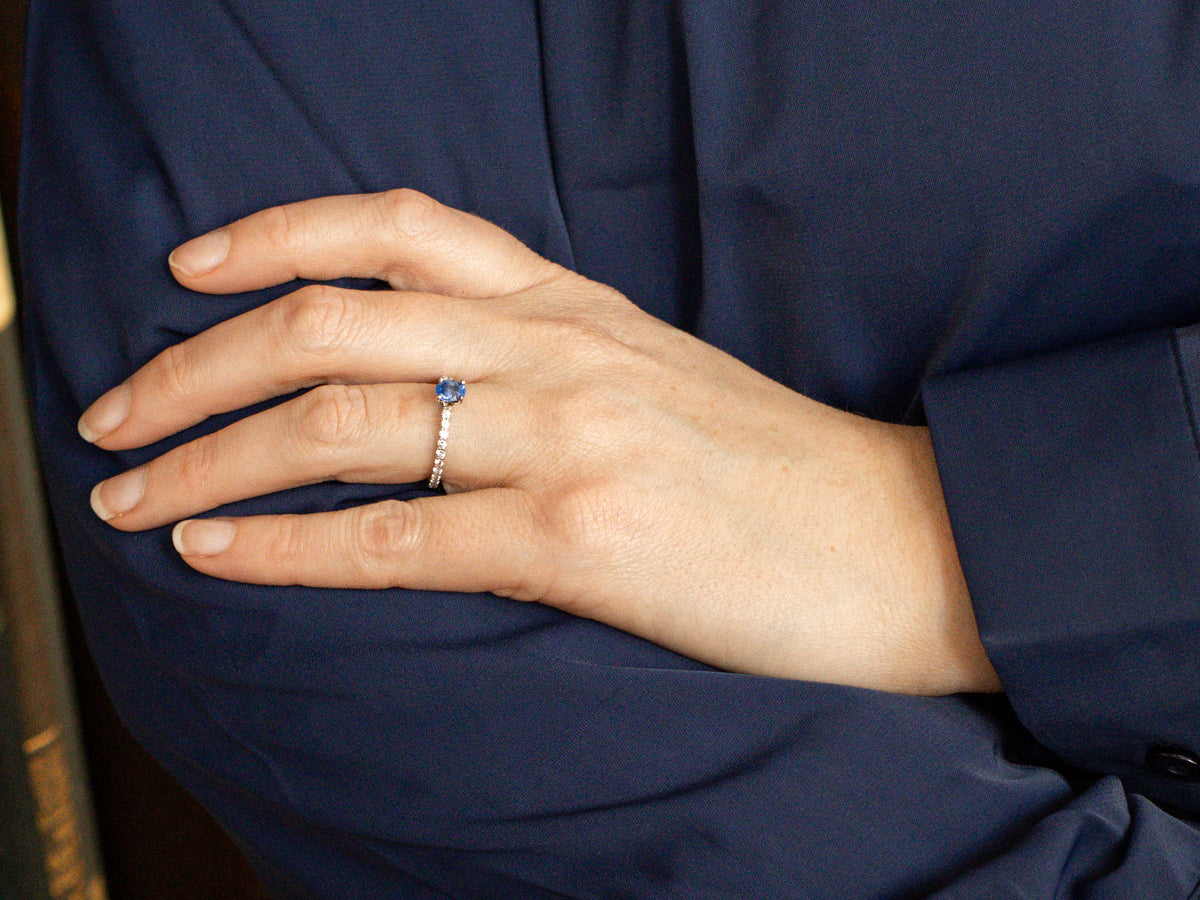 Sapphire Diamond White Gold Engagement Ring