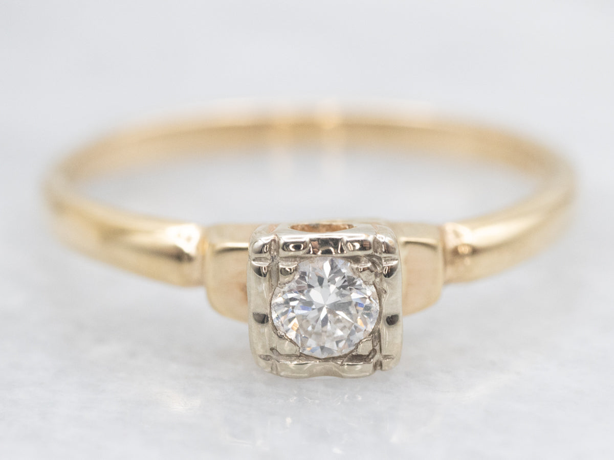 Classic Diamond Solitaire in Vintage Mounting with Illusion Head