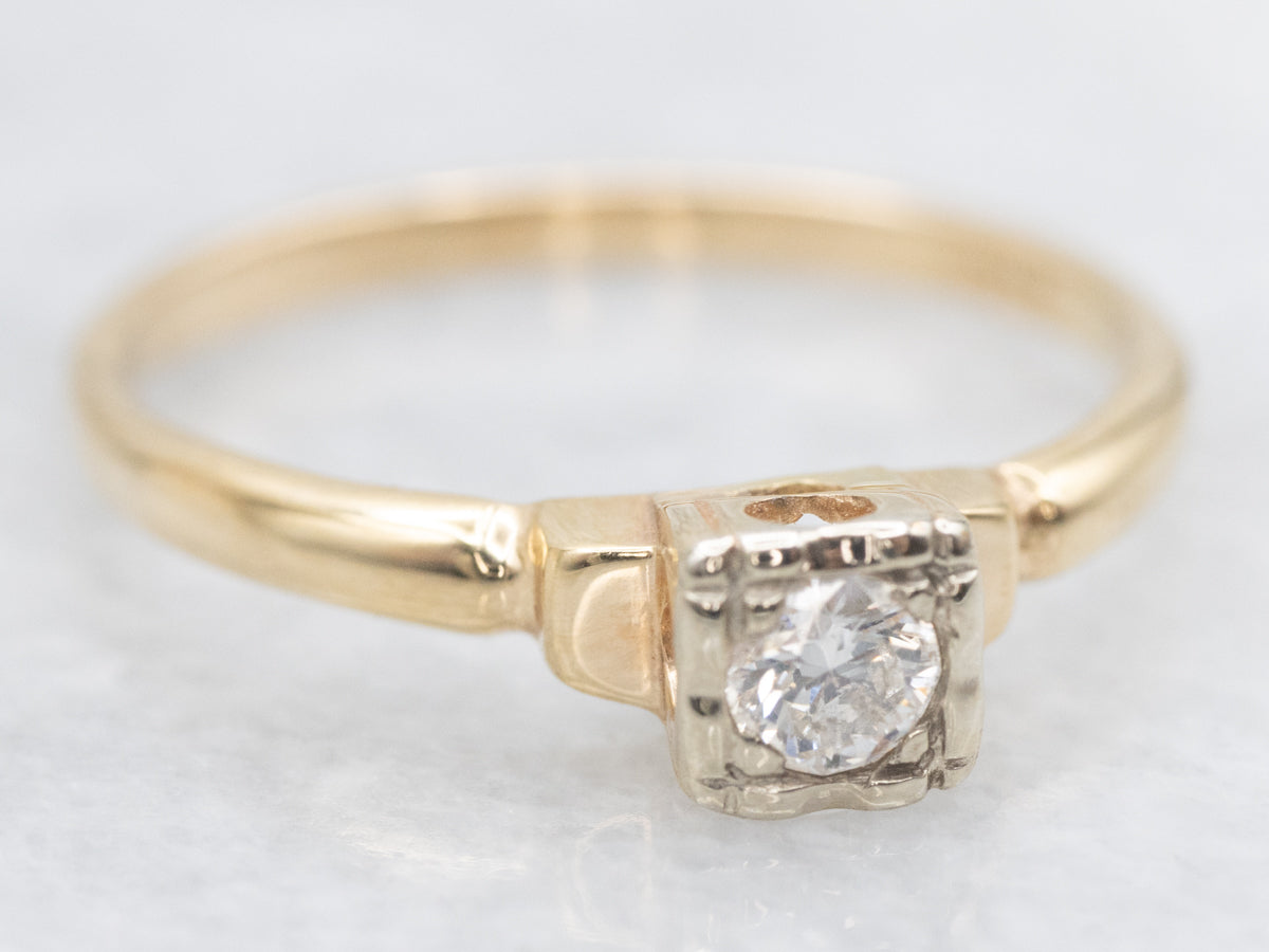 Classic Diamond Solitaire in Vintage Mounting with Illusion Head