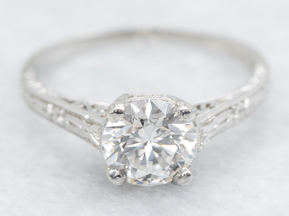 Vintage Platinum GIA Certified Diamond Engagement Ring