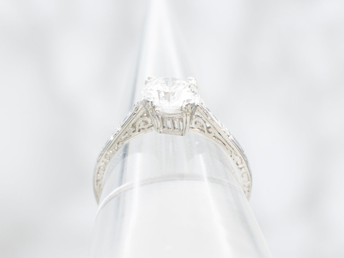 Vintage Platinum GIA Certified Diamond Engagement Ring