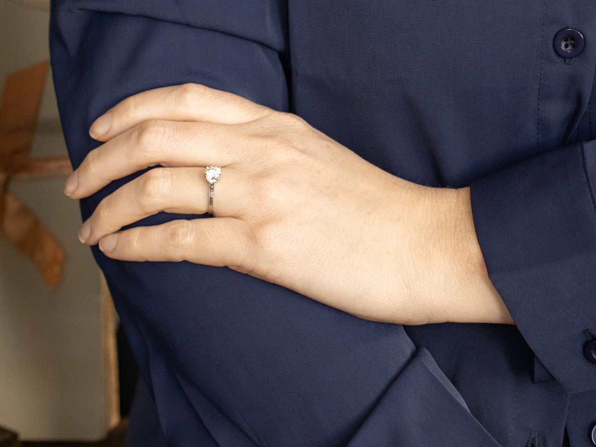 Vintage Platinum GIA Certified Diamond Engagement Ring