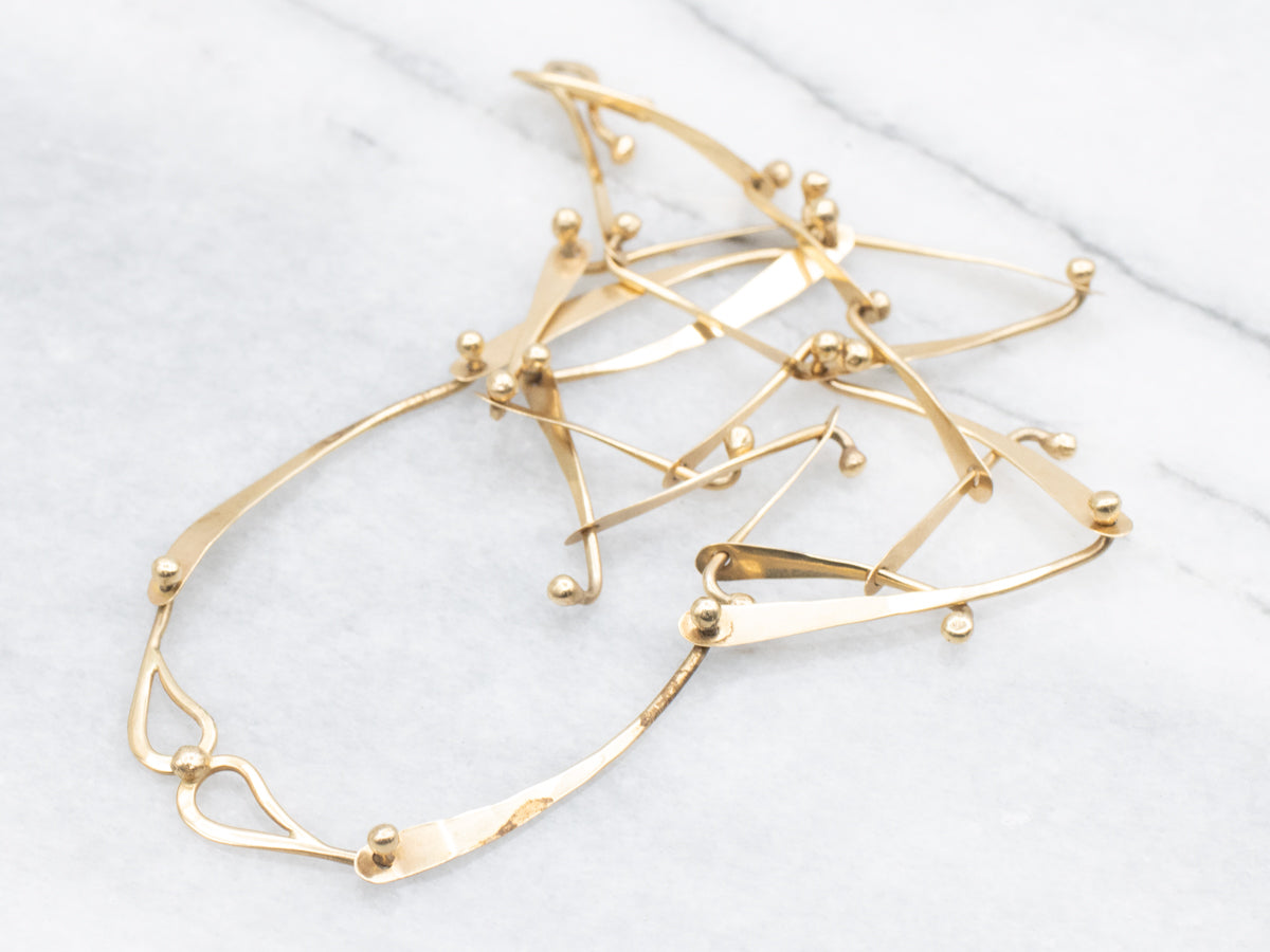 Hand Made Modernist Yellow Gold Necklace