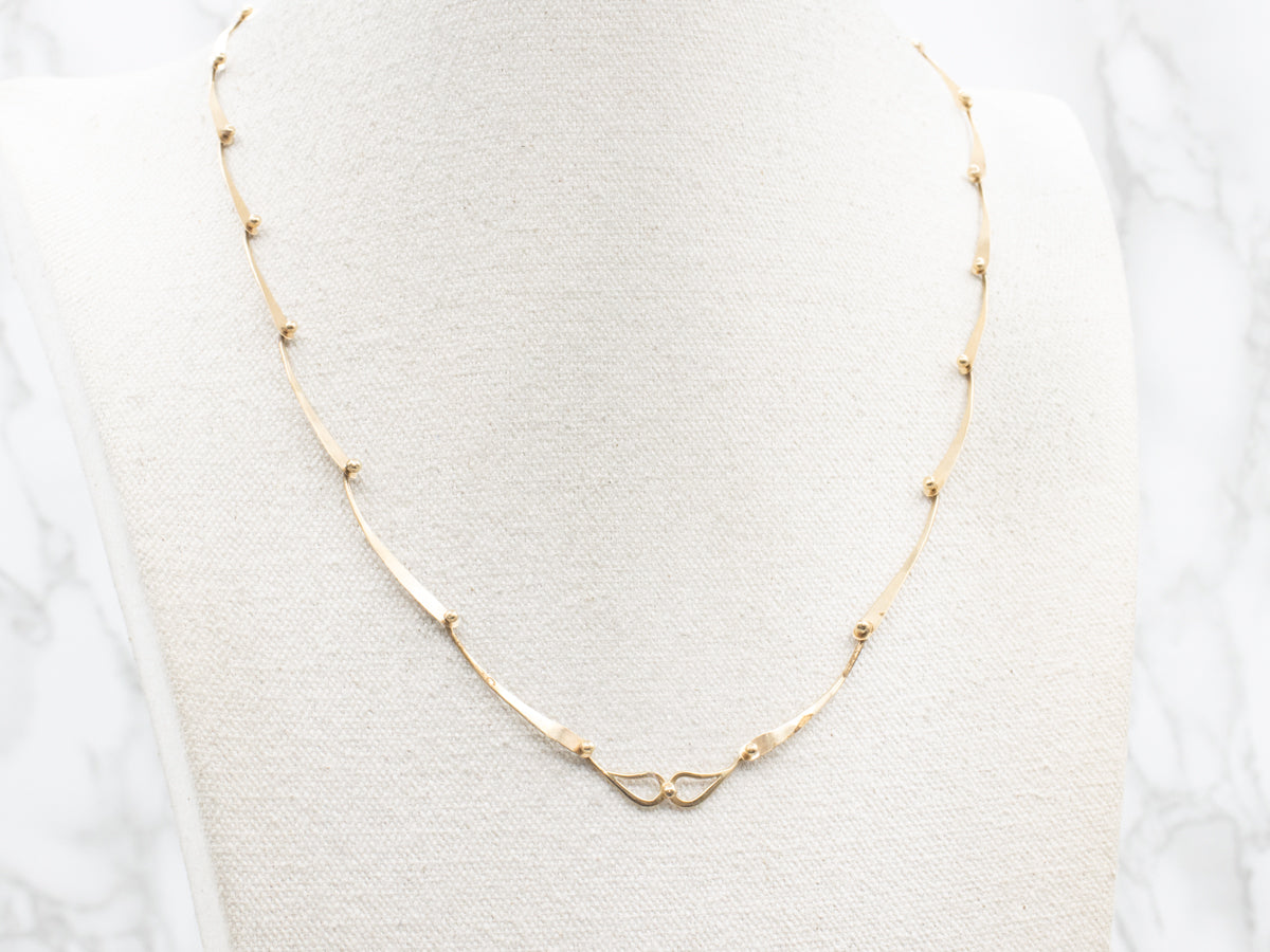 Hand Made Modernist Yellow Gold Necklace