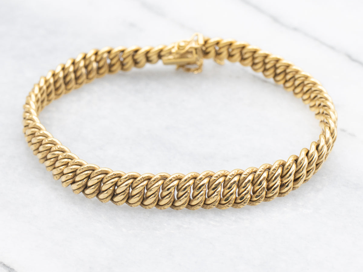 Mid-Century Twisting Gold Link Bracelet