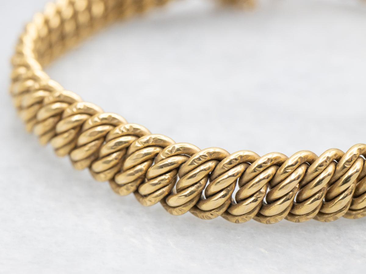 Mid-Century Twisting Gold Link Bracelet