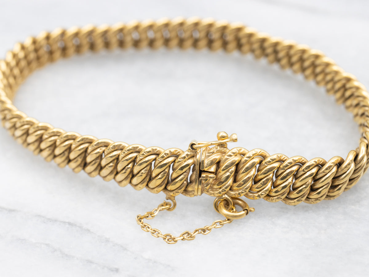 Mid-Century Twisting Gold Link Bracelet