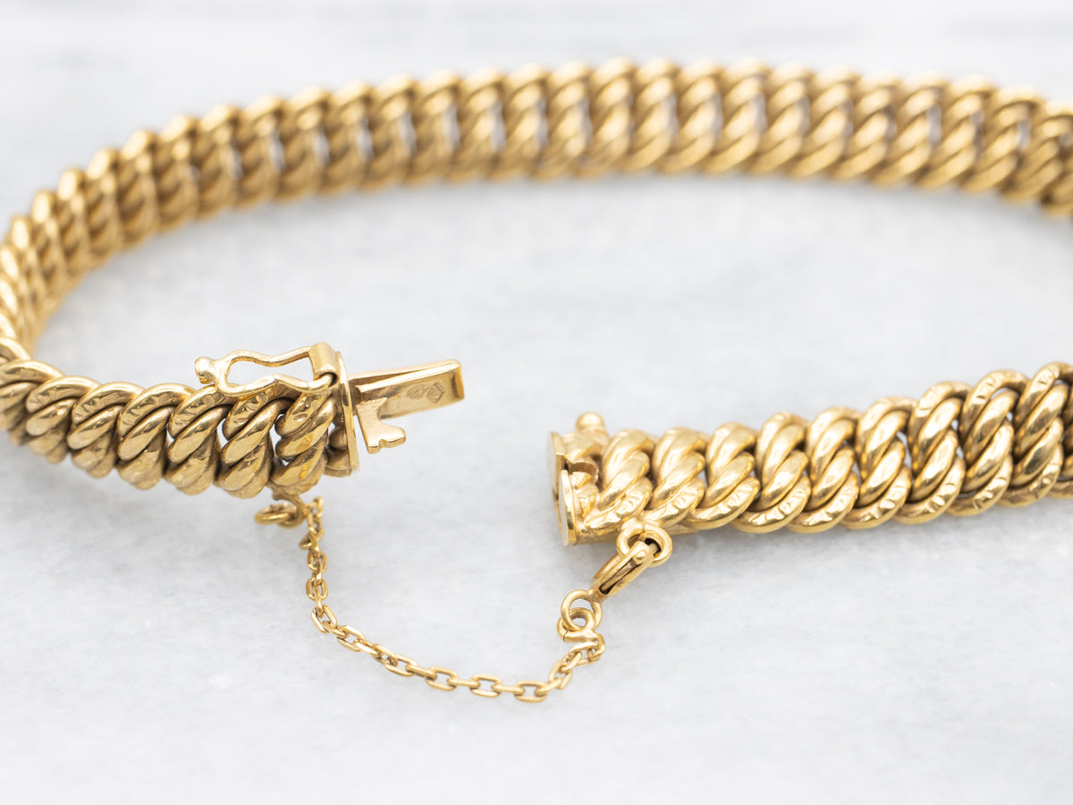Mid-Century Twisting Gold Link Bracelet