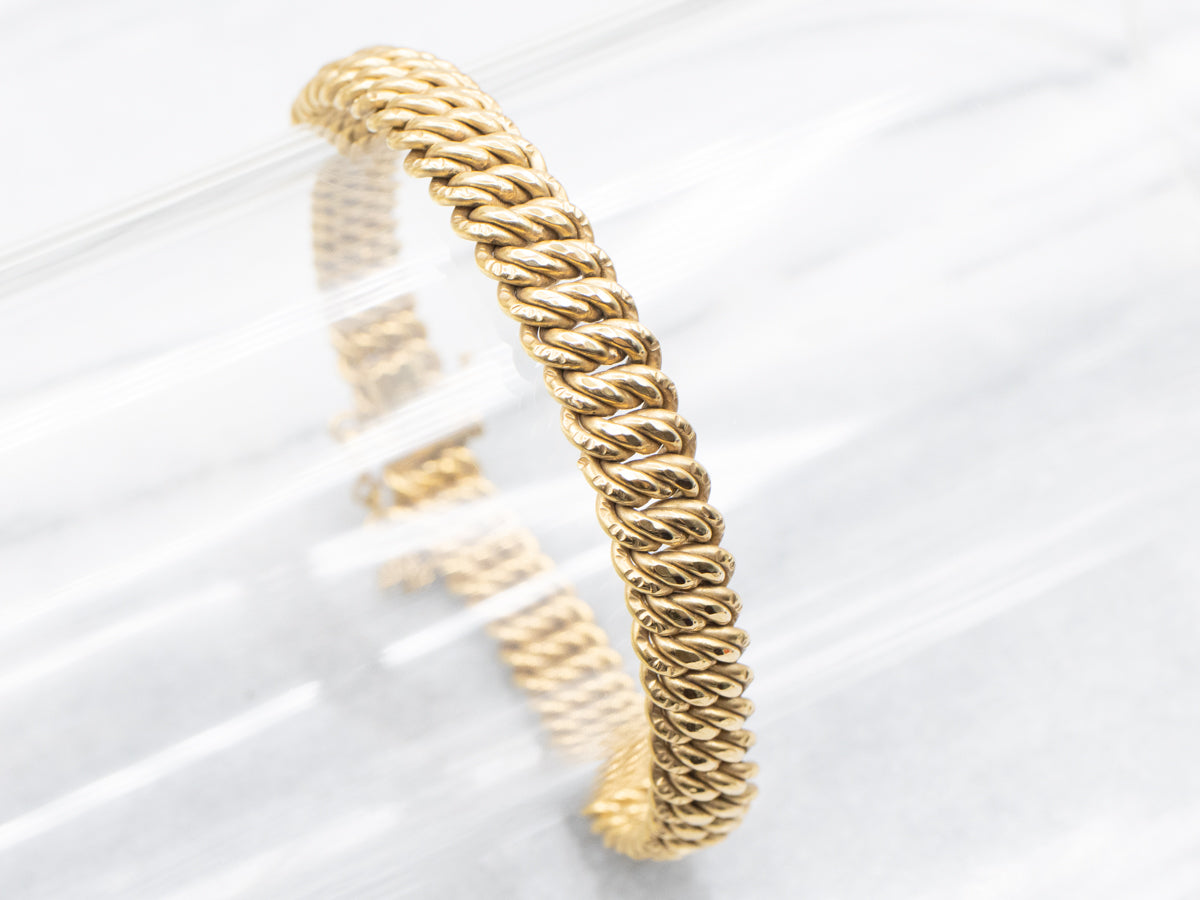Mid-Century Twisting Gold Link Bracelet