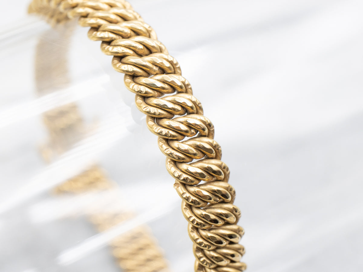 Mid-Century Twisting Gold Link Bracelet