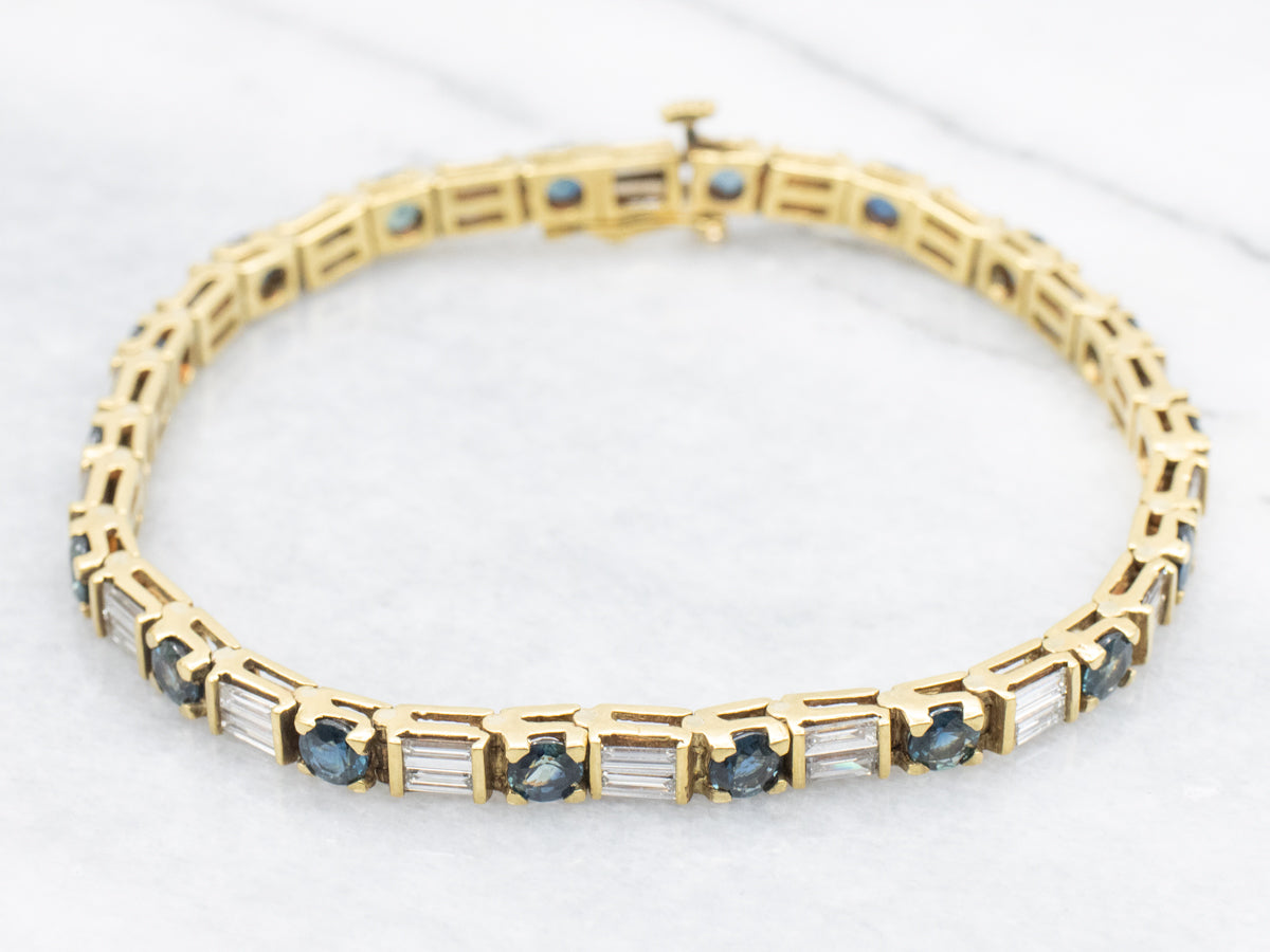 18K Sapphire and Diamond Tennis Bracelet