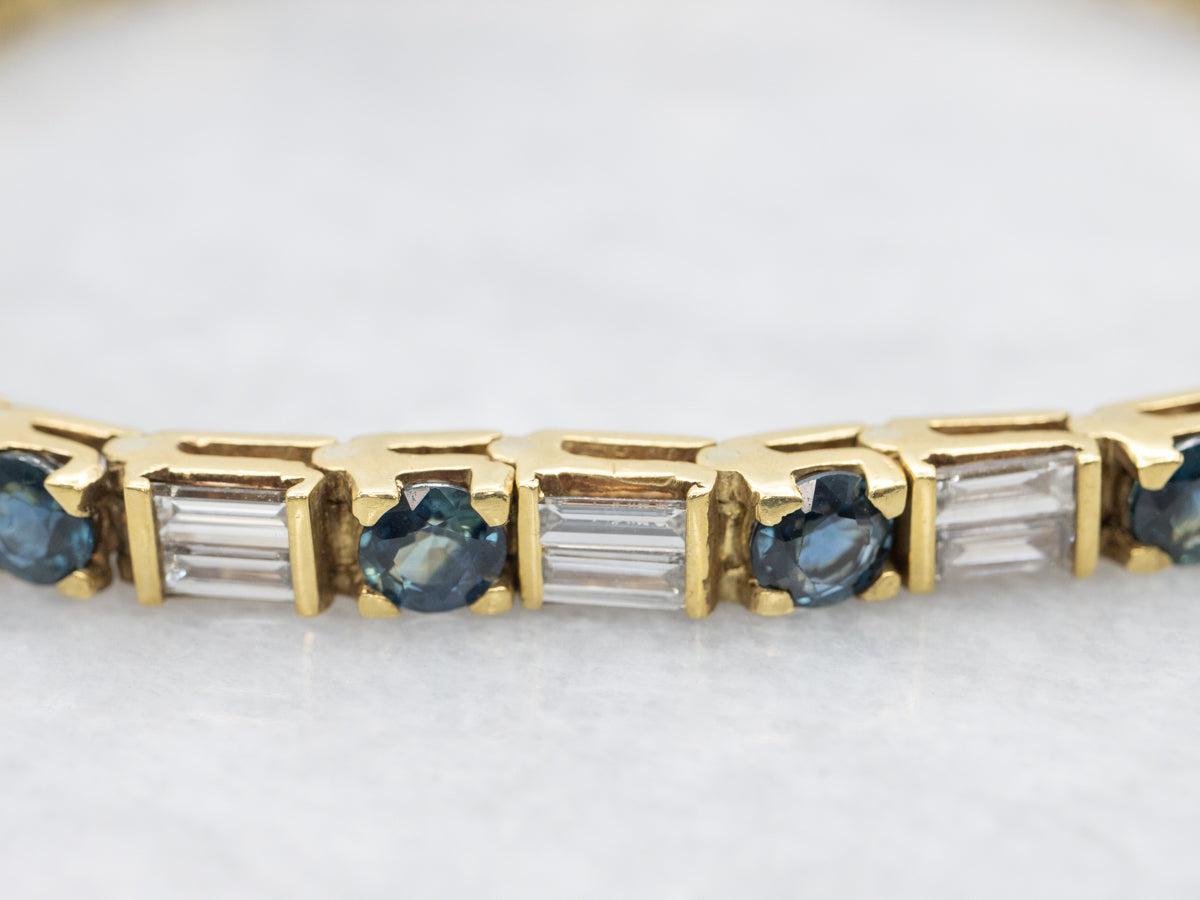 18K Sapphire and Diamond Tennis Bracelet
