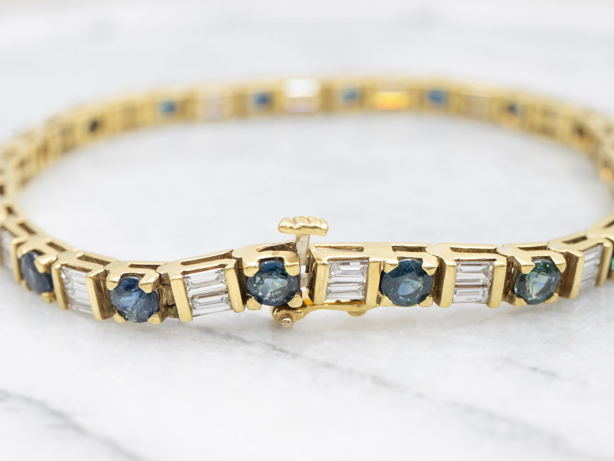 18K Sapphire and Diamond Tennis Bracelet