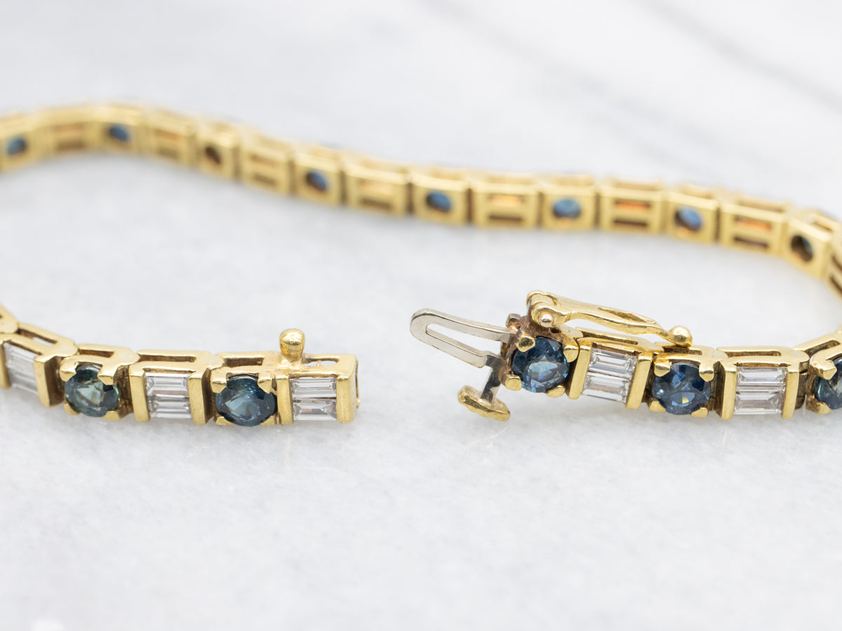 18K Sapphire and Diamond Tennis Bracelet