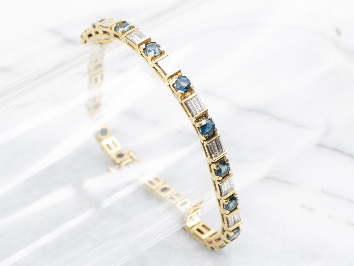 18K Sapphire and Diamond Tennis Bracelet