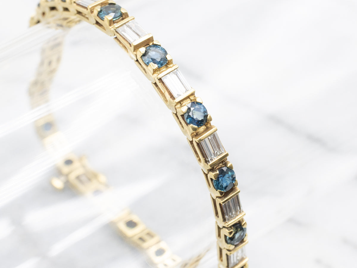 18K Sapphire and Diamond Tennis Bracelet