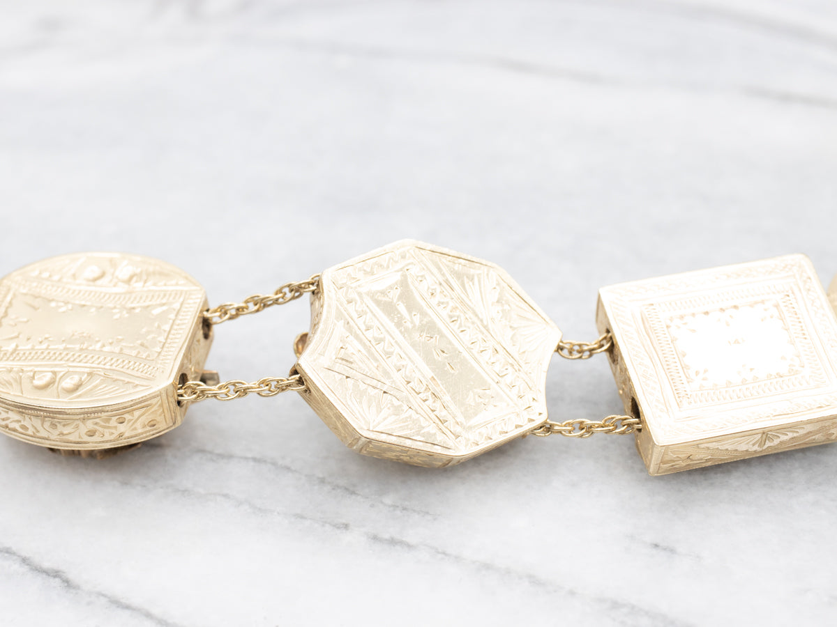 Rare Seed Pearl and Black Enamel Floral Slide Bracelet from Victorian Era