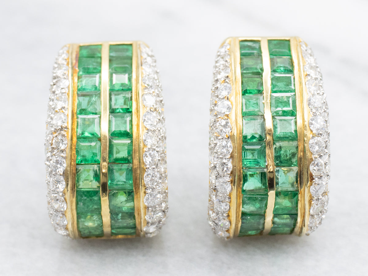 Stunning Emerald and Diamond Encrusted Statement Earrings
