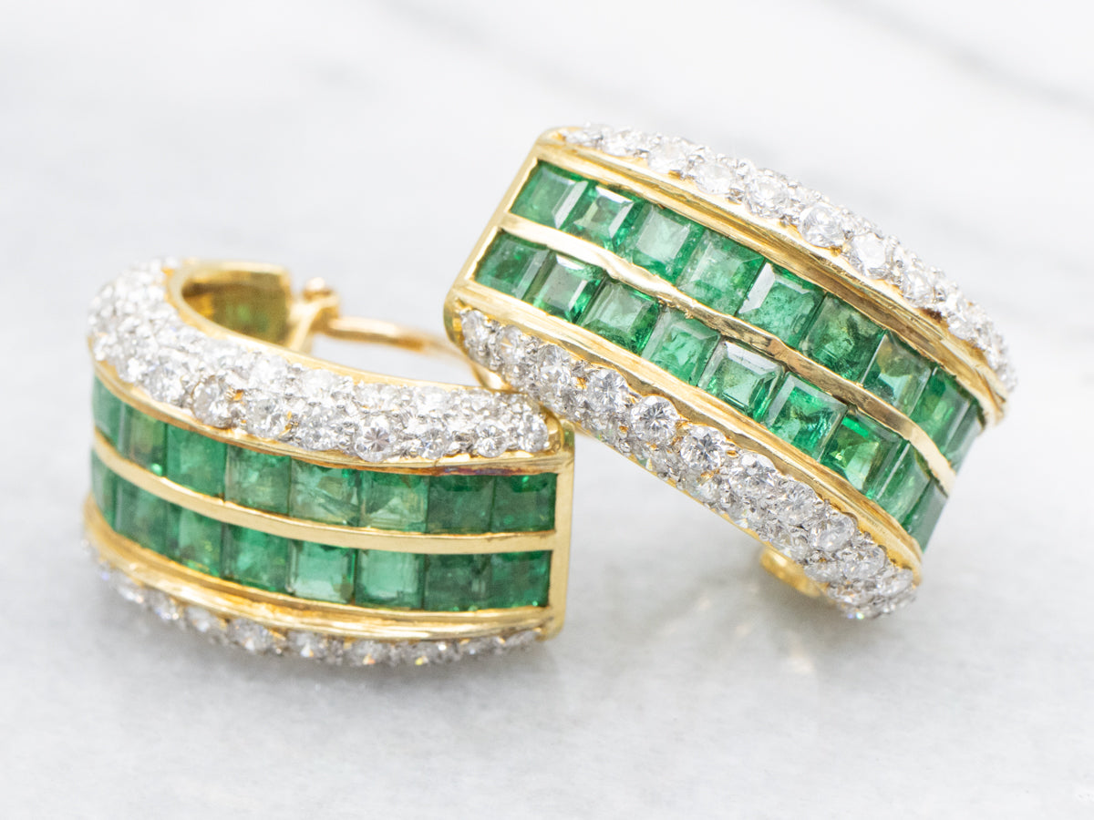 Stunning Emerald and Diamond Encrusted Statement Earrings