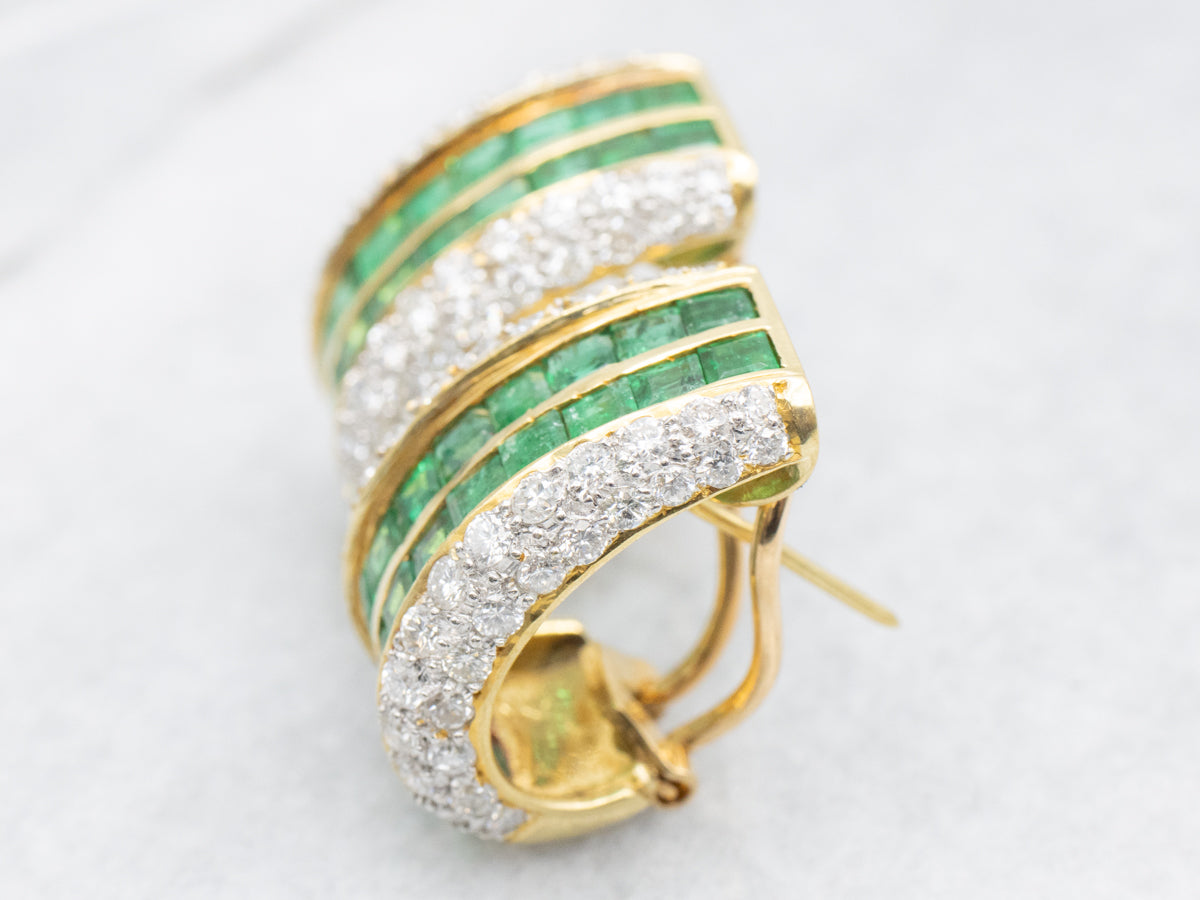 Stunning Emerald and Diamond Encrusted Statement Earrings