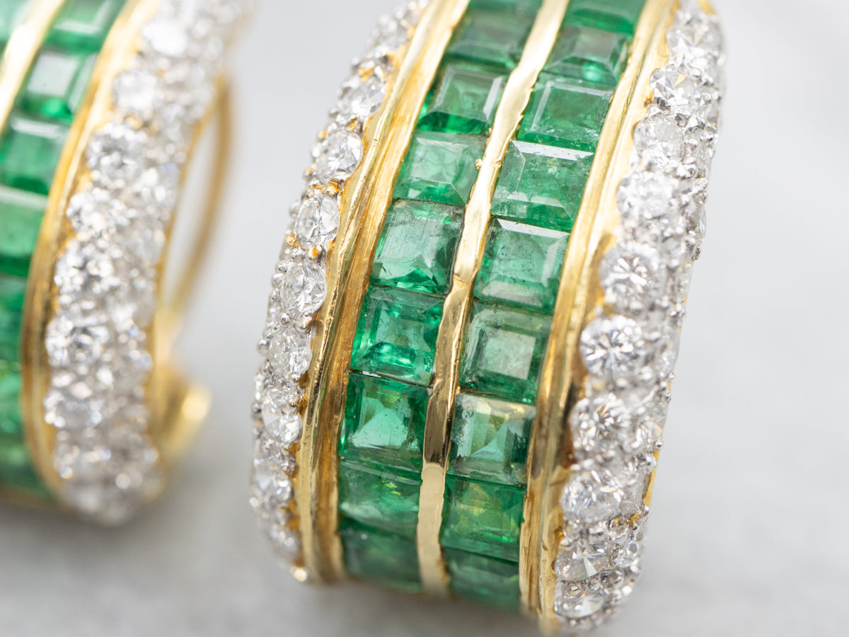 Stunning Emerald and Diamond Encrusted Statement Earrings