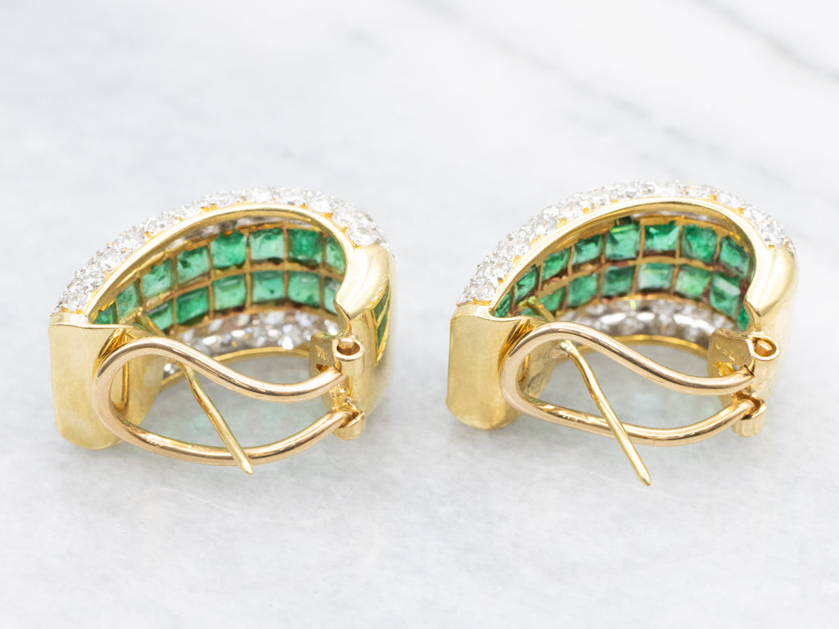 Stunning Emerald and Diamond Encrusted Statement Earrings
