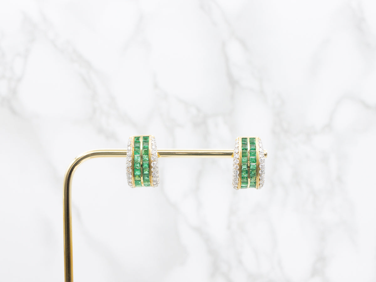 Stunning Emerald and Diamond Encrusted Statement Earrings