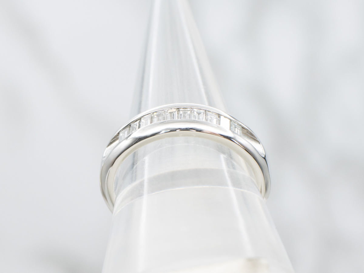 Platinum Channel Set Baguette-Cut Diamond Band
