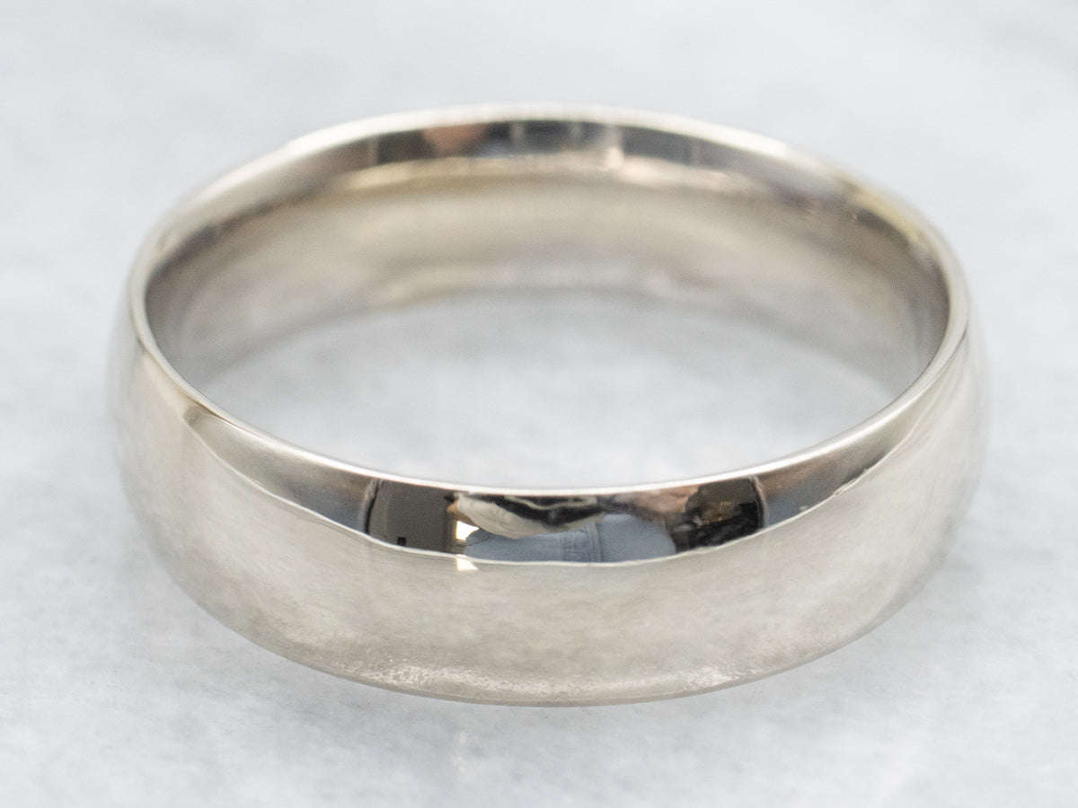 Men's Polished White Gold Band