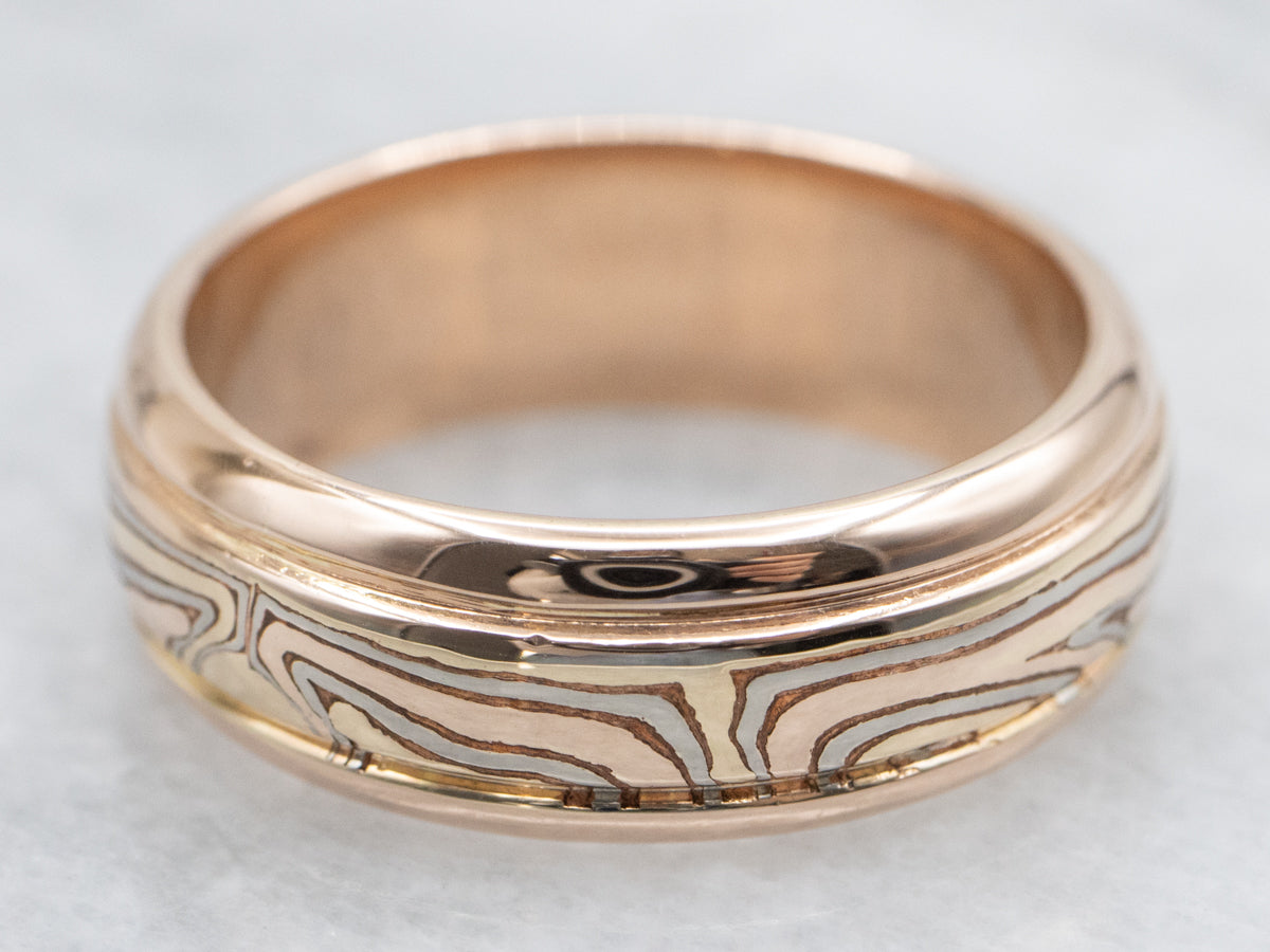 Rose Gold Mokume Gane Wedding Band