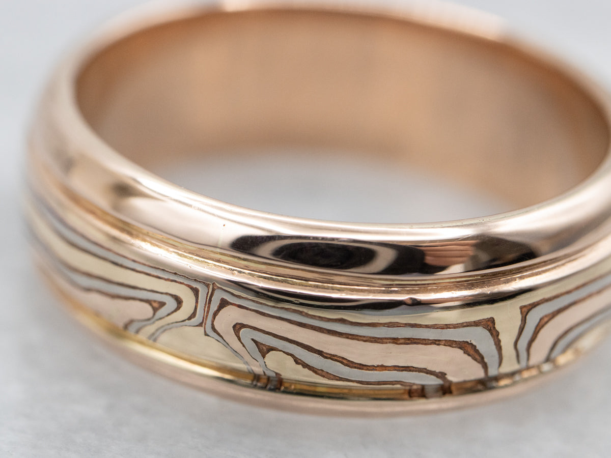 Rose Gold Mokume Gane Wedding Band