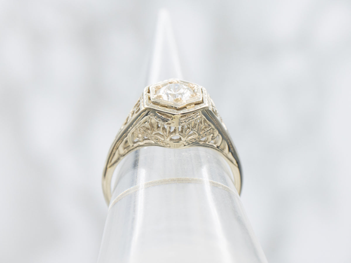 Art Deco Brilliant Diamond Solitaire Engagement Ring