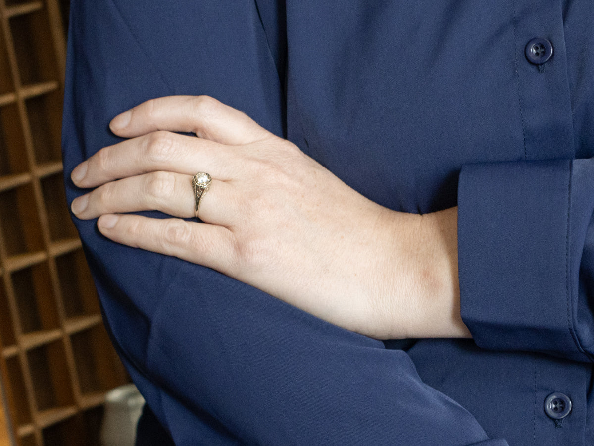 Art Deco Brilliant Diamond Solitaire Engagement Ring