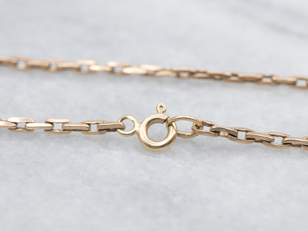 Cadena tipo cable de eslabones rectangulares de oro amarillo de 10 k con cierre de anillo de resorte