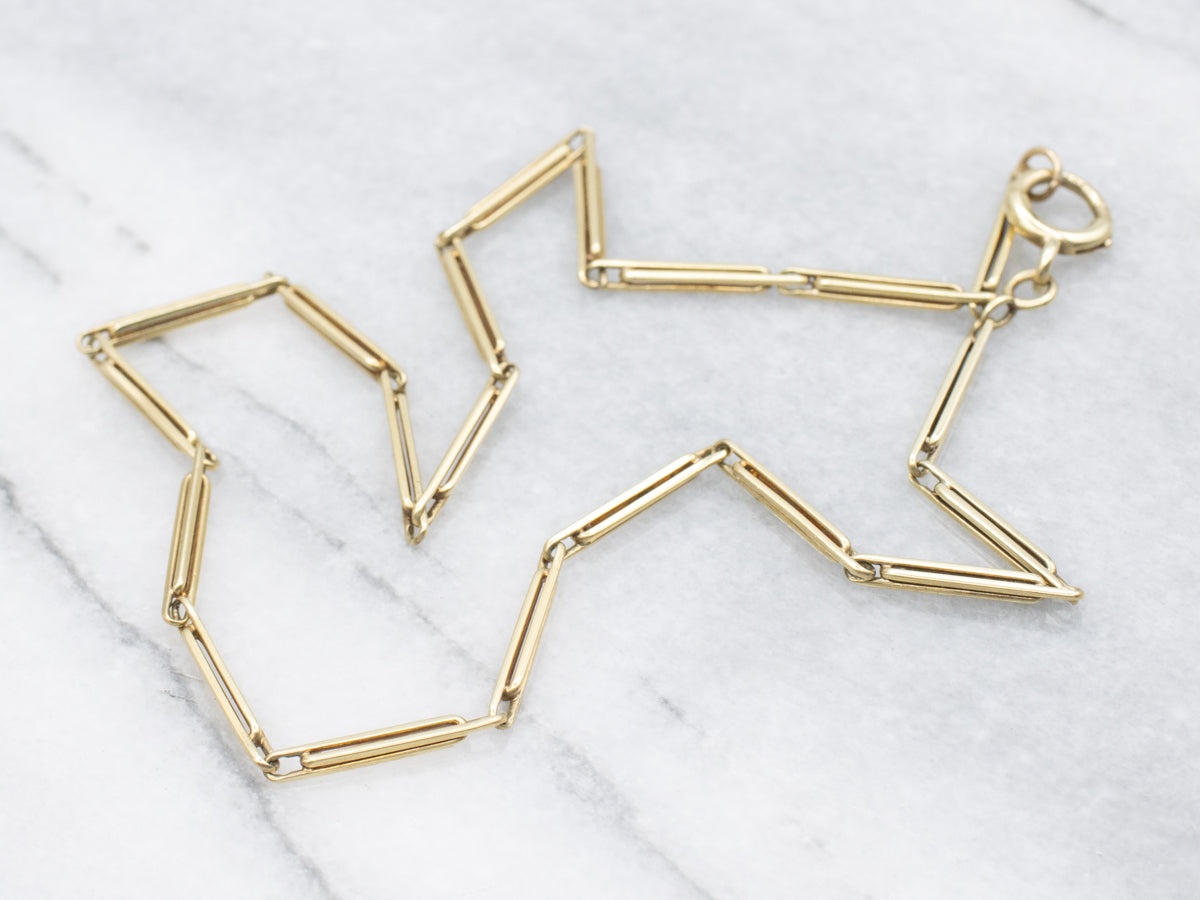 Vintage 1940s Green Gold Pocket Watch Chain