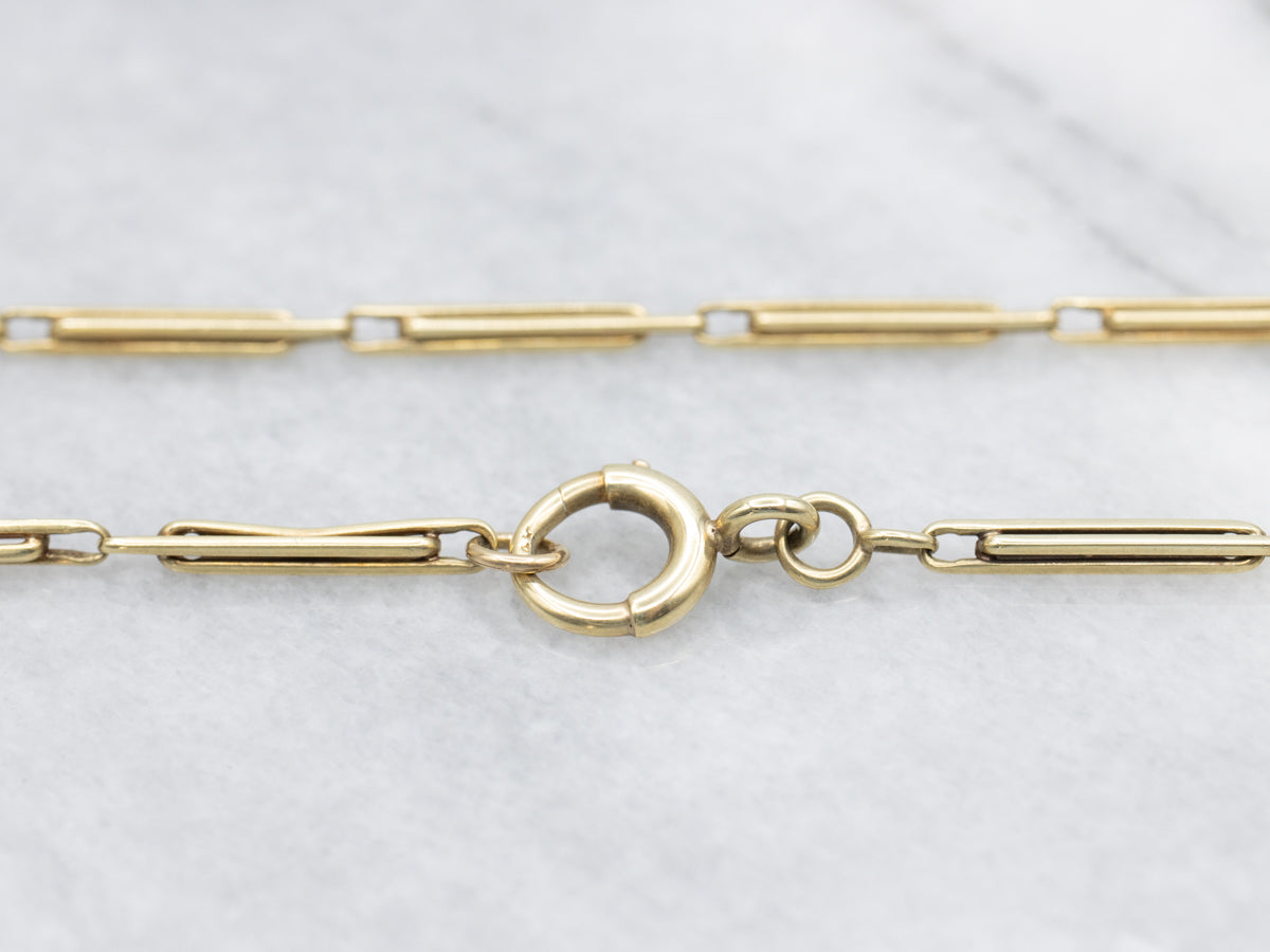 Vintage 1940s Green Gold Pocket Watch Chain