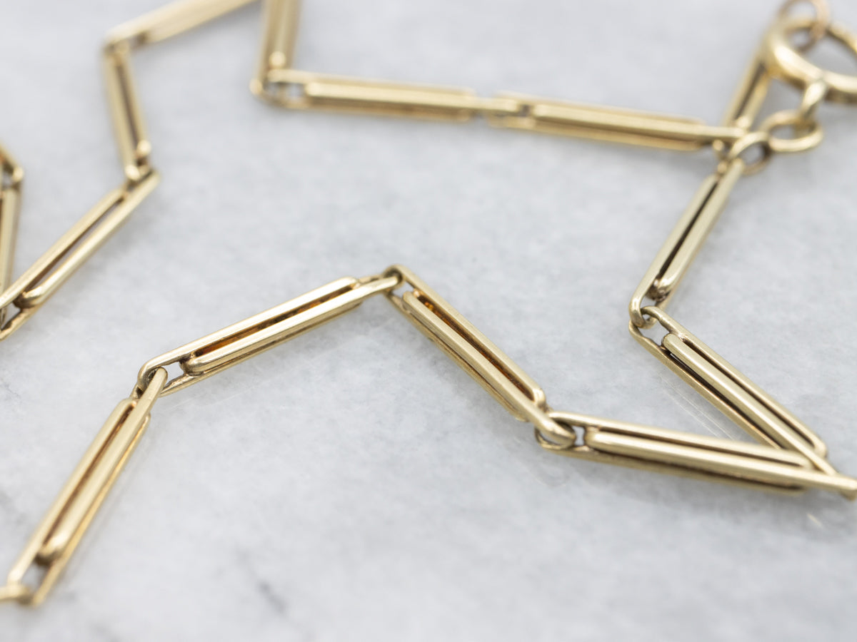 Vintage 1940s Green Gold Pocket Watch Chain