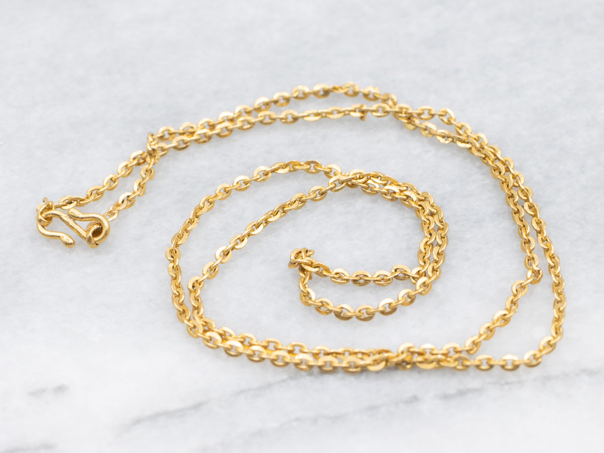 High 22-Karat Gold Cable Link Chain with Hook Clasp