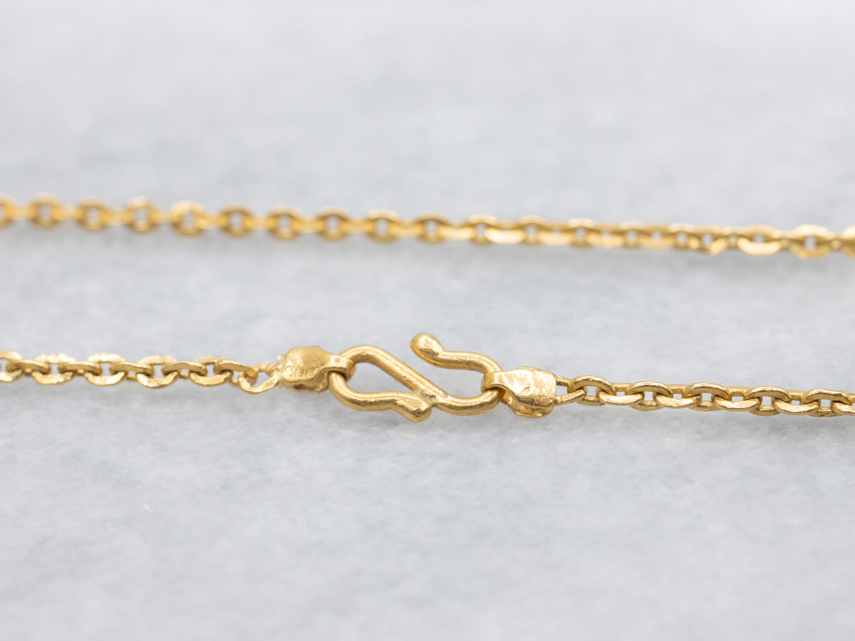 High 22-Karat Gold Cable Link Chain with Hook Clasp