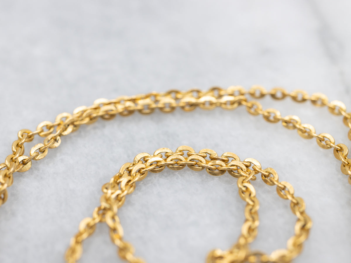 High 22-Karat Gold Cable Link Chain with Hook Clasp