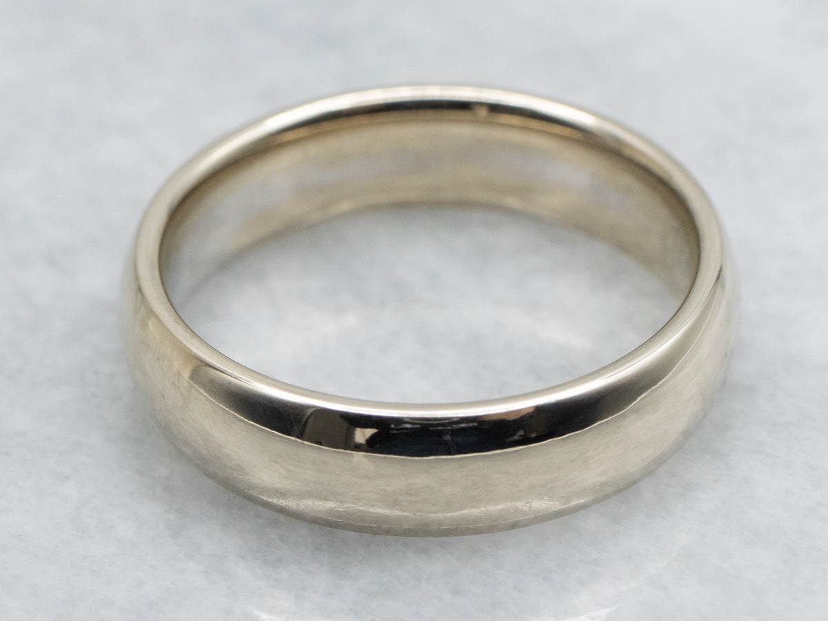 Men&#39;s Plain White Gold Comfort Fit Wedding Band