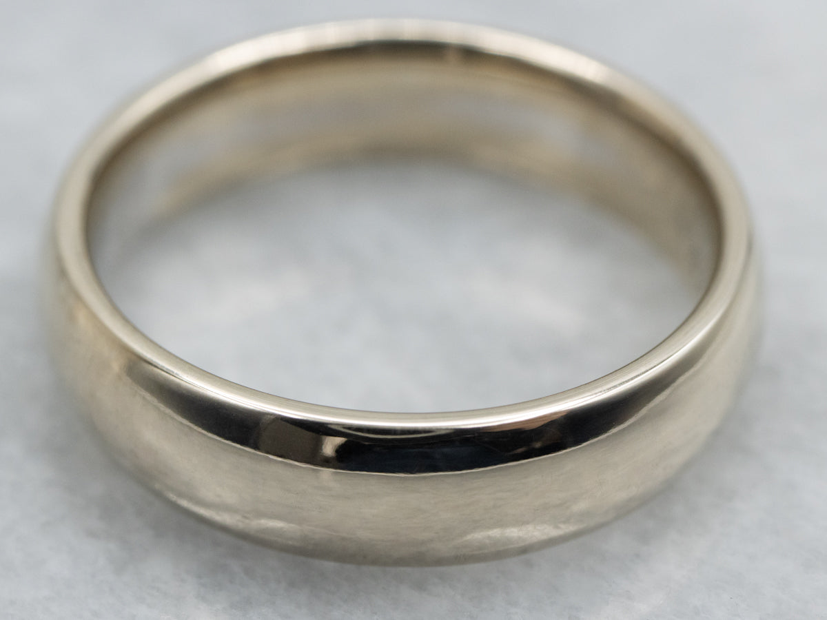 Men's Plain White Gold Comfort Fit Wedding Band