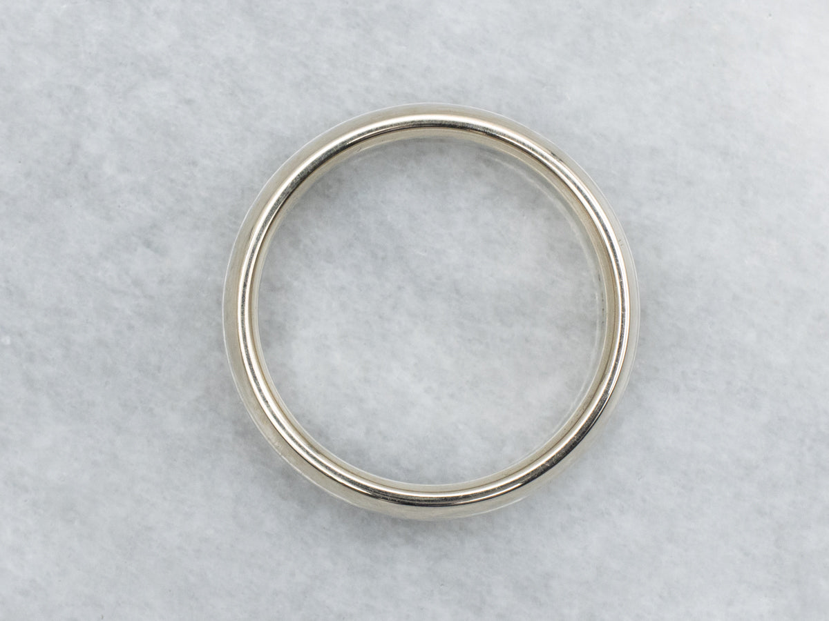 Men's Plain White Gold Comfort Fit Wedding Band