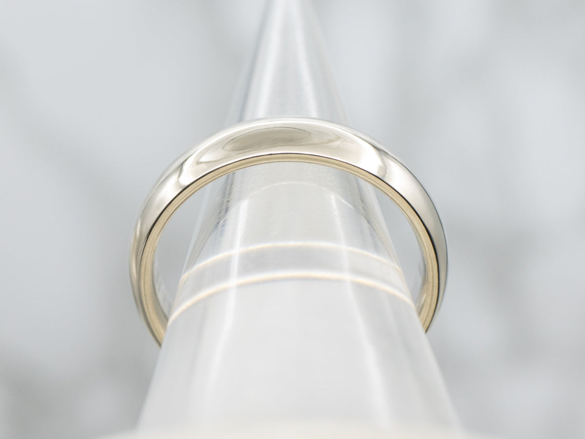 Men's Plain White Gold Comfort Fit Wedding Band