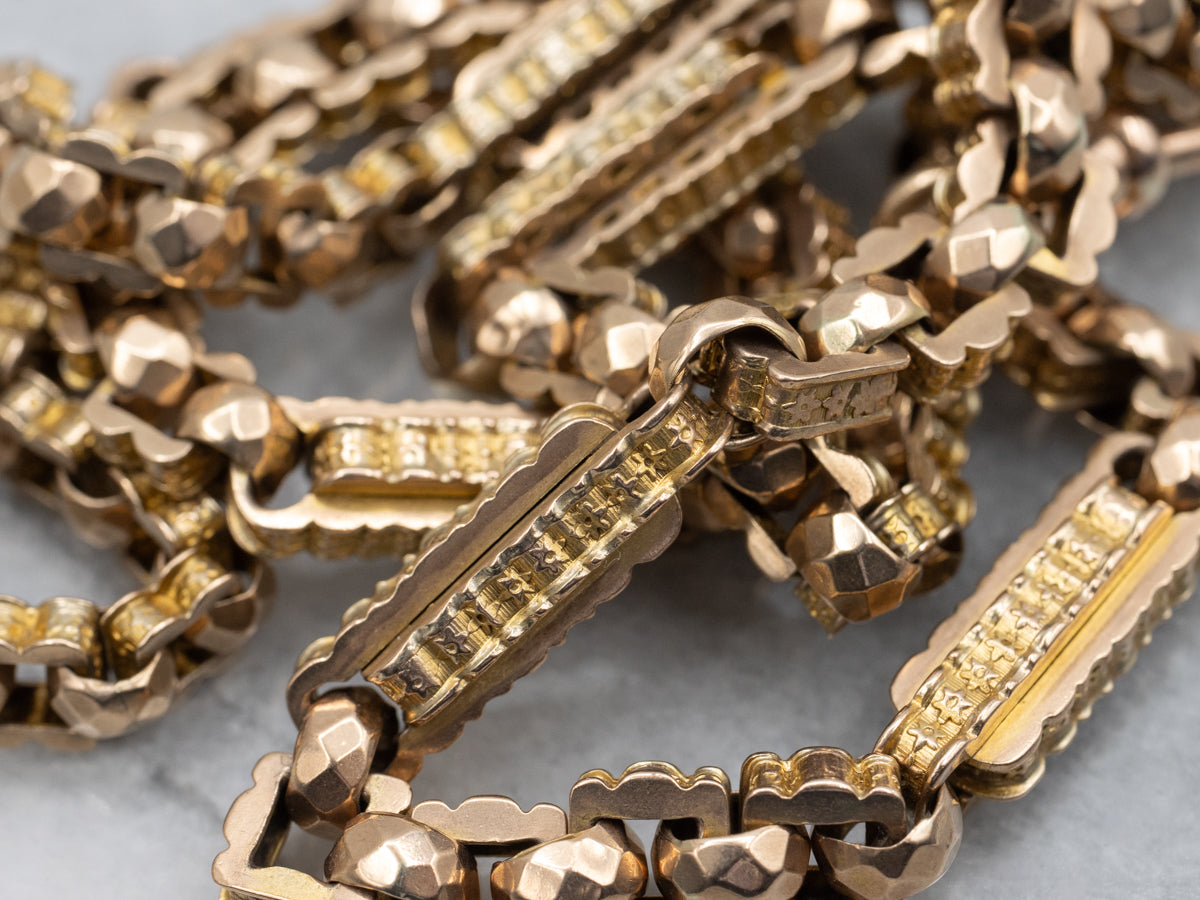 Victorian 9Ct Rose Gold Ornate Chain-Link Necklace