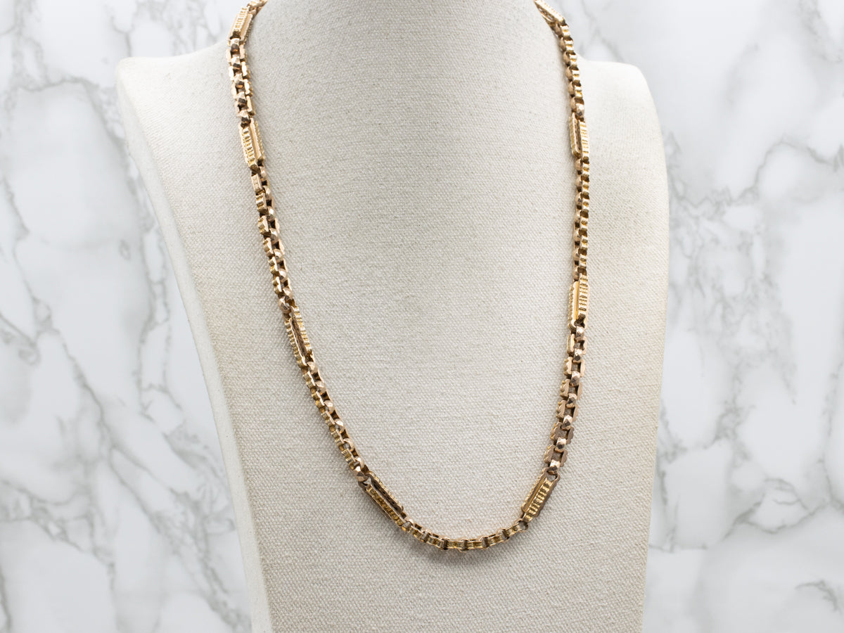 Victorian 9Ct Rose Gold Ornate Chain-Link Necklace