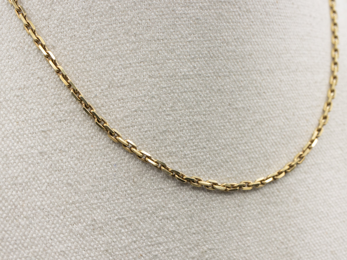 Long 28-Inch Yellow Gold Rectangle Link Chain