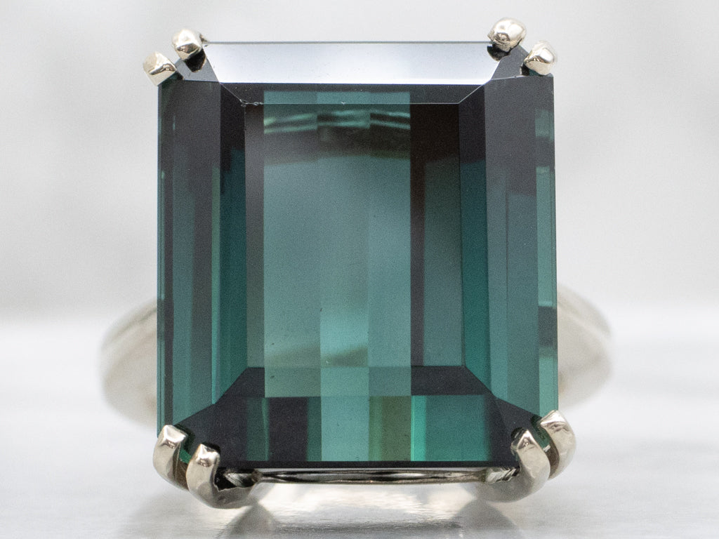 Modern White Gold Indicolite Tourmaline Cocktail Ring