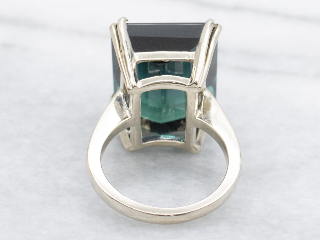 Modern White Gold Indicolite Tourmaline Cocktail Ring