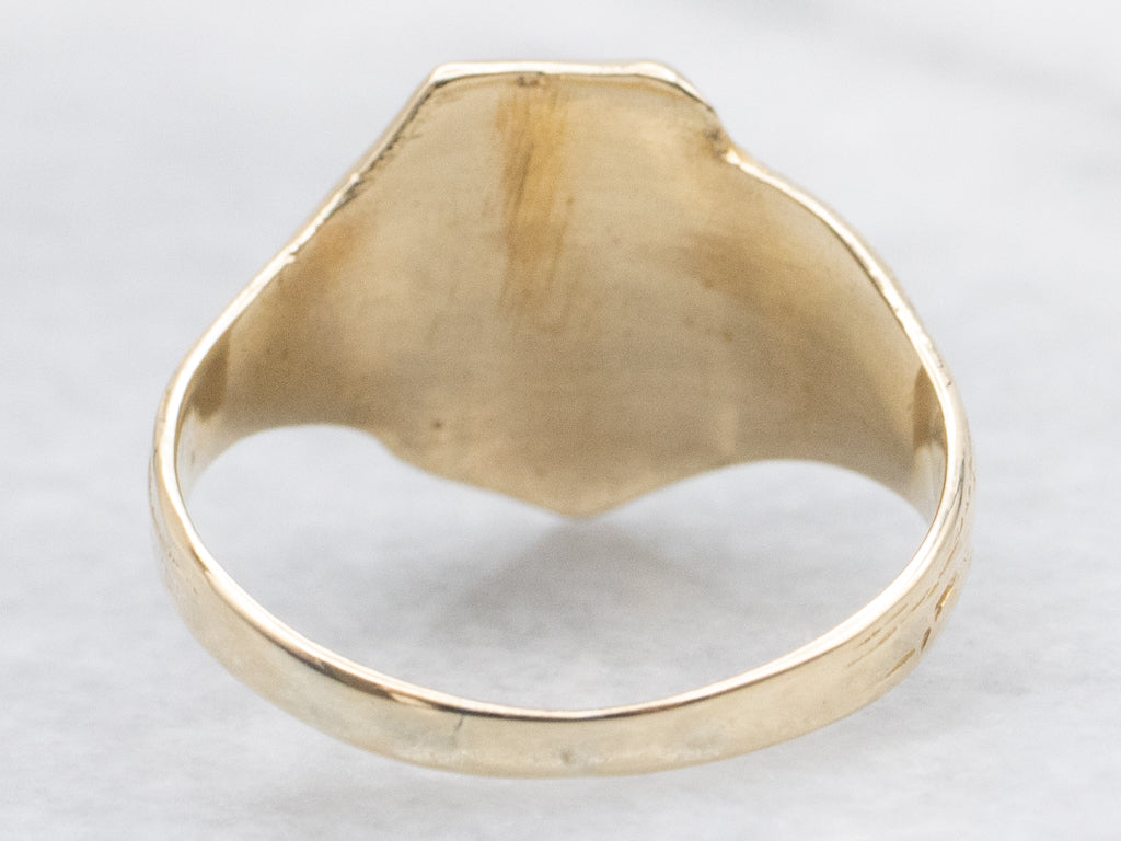 Antique "1926" Alligator Yellow Gold Signet Ring